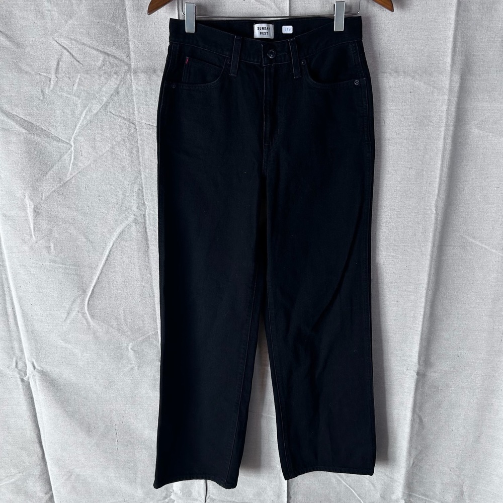 Aritzia Sunday Best Black Wide Leg Jeans High Waisted Denim Pants Size 4 100279